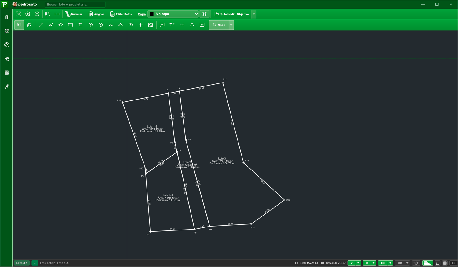 Subdivisión de lotes en Terraplaniq Pro