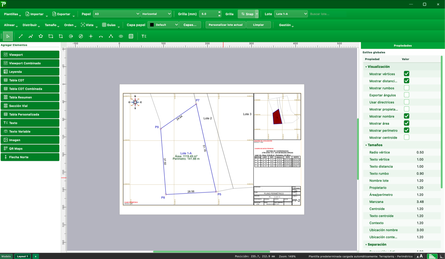 Layout de plano perimétrico